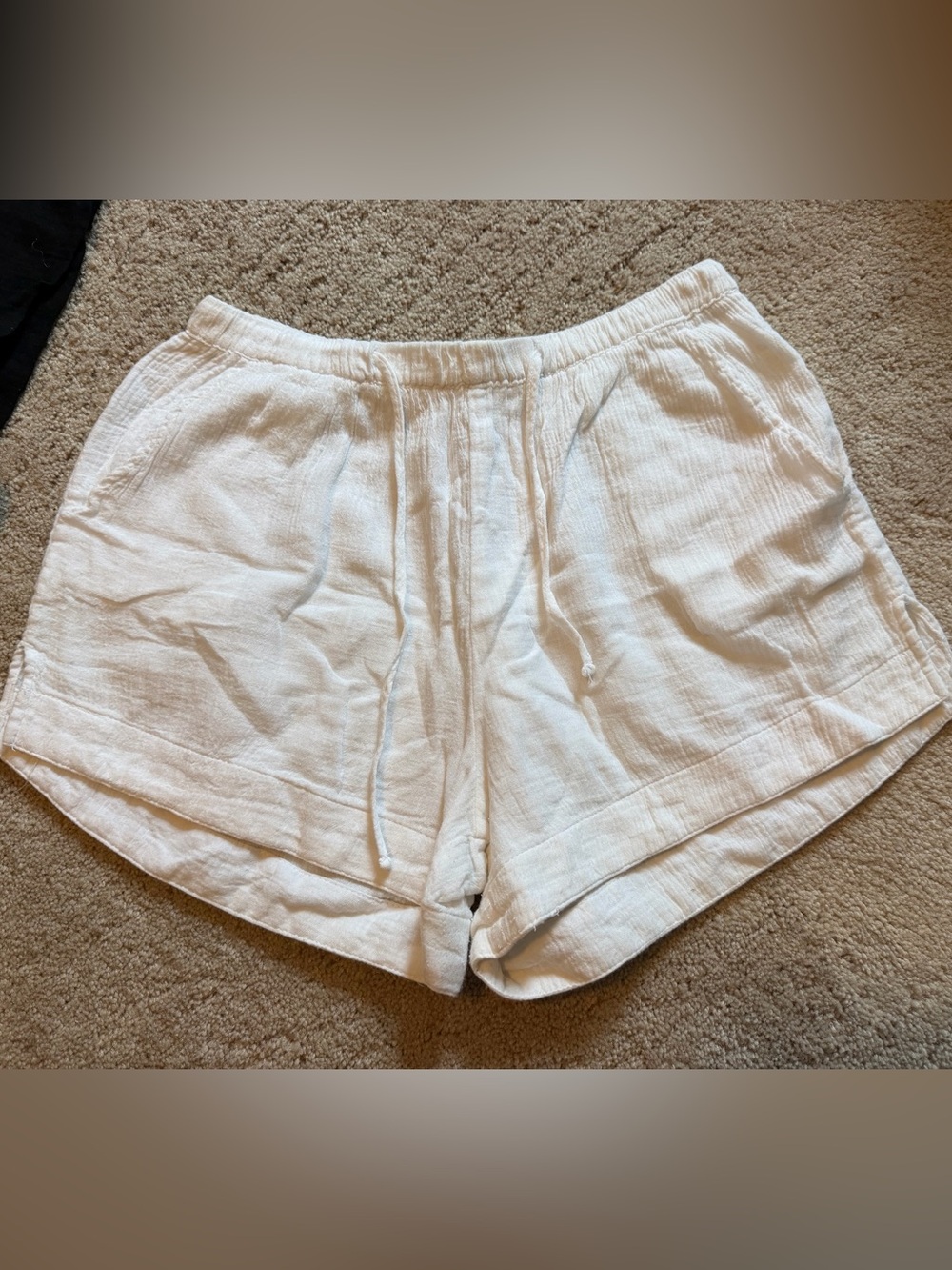 White linen shorts